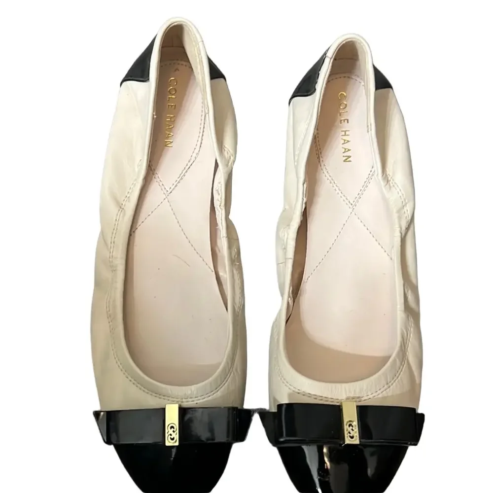 Cole Haan Ballet Flats Size 10 Black and Cream Leather